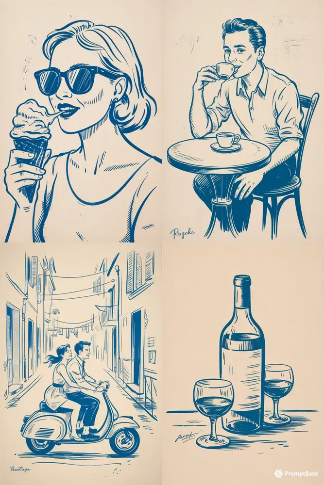 Vintage Cobalt Risograph La Dolce Vitas