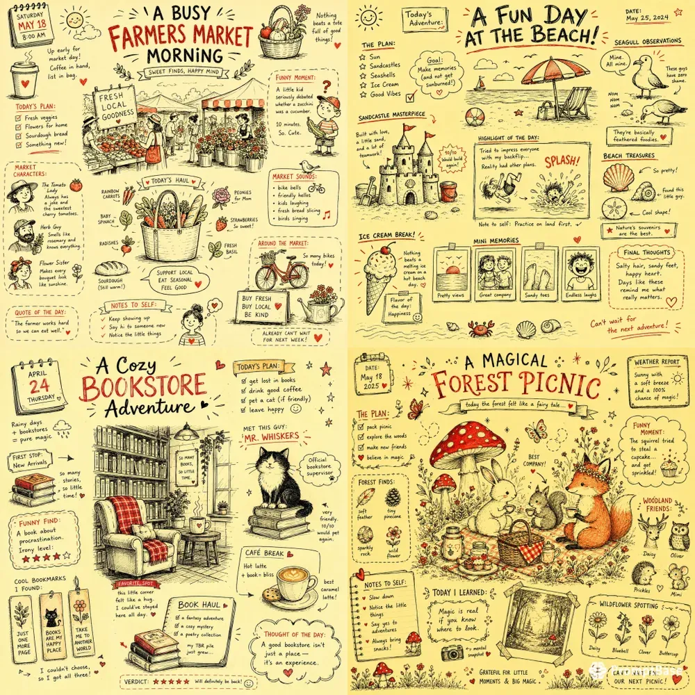 Whimsical Sketch Journal Pages