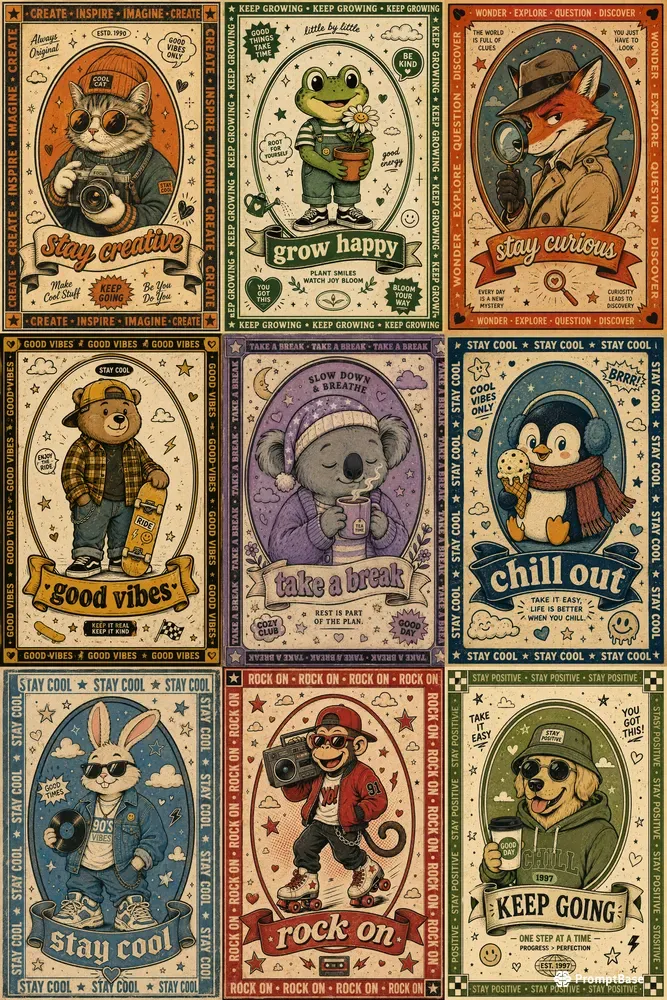 Vintage Streetwear Cartoon Posters