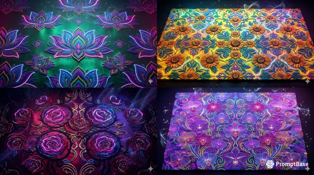3D Uv Floral Festival Fabric Textures