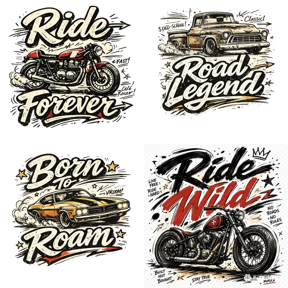 Retro Vehicle Tshirt Design Generator