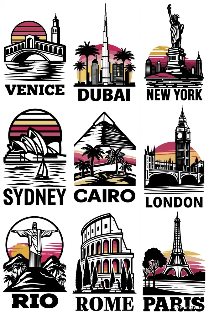 Bold Retro Landmark Posters