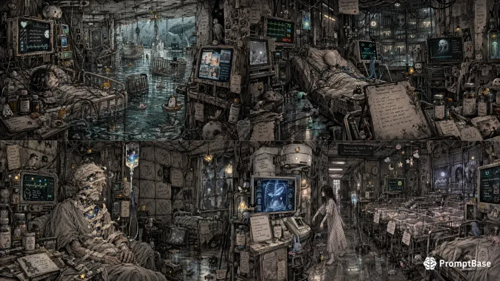 Surreal Dream Hospital Ink Artworks