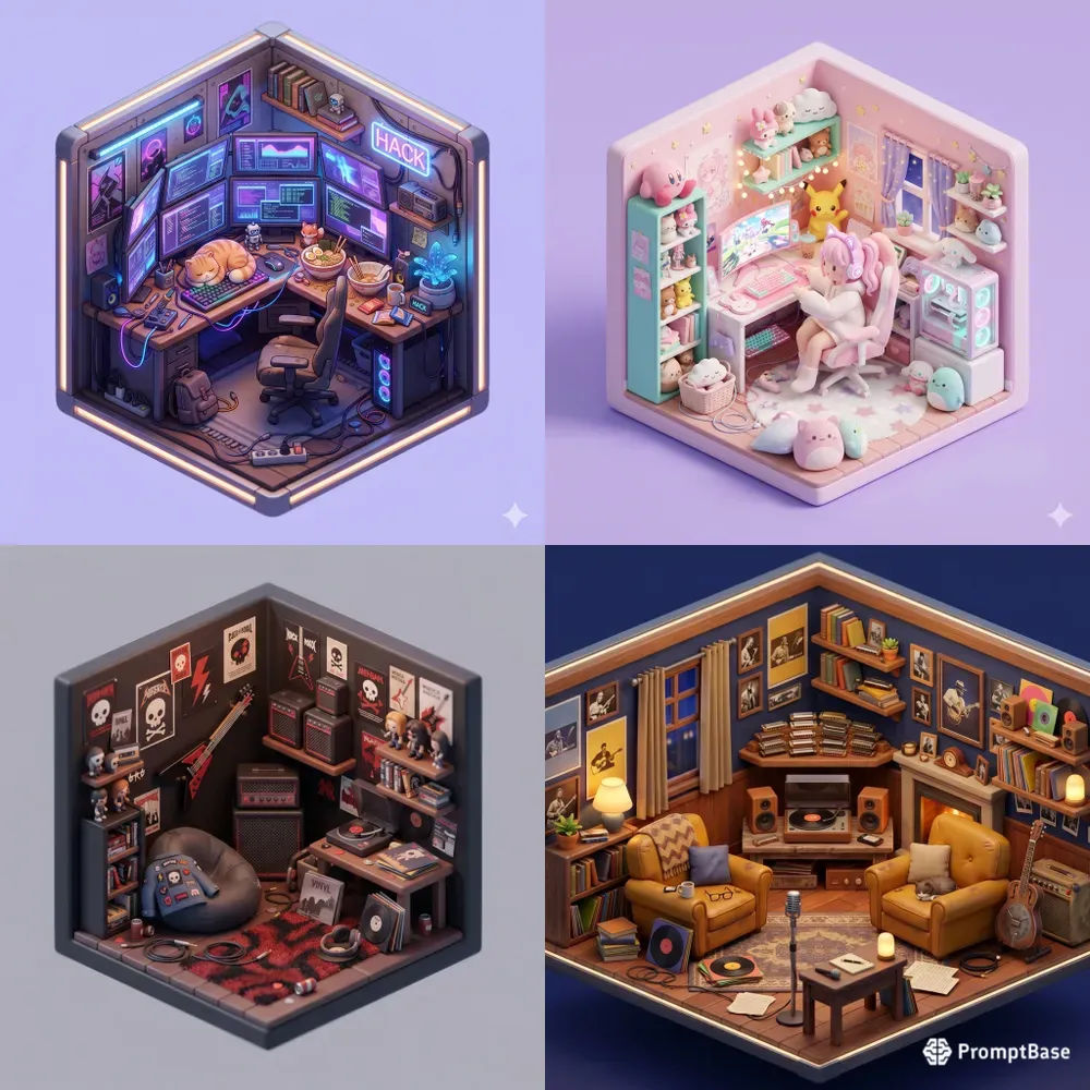 Cosy 3D Isometric Rooms
