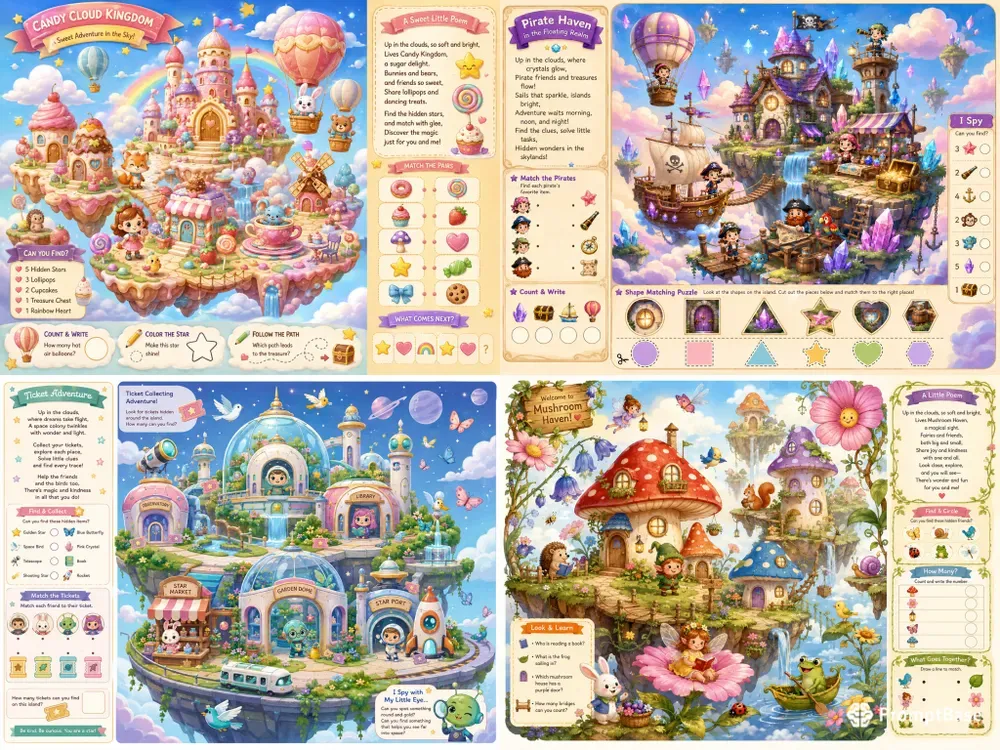 Mystery Floating Realms Activity Pages