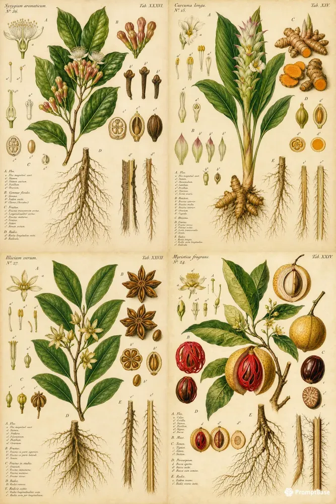 Indonesian Spice Botanical Wall Art