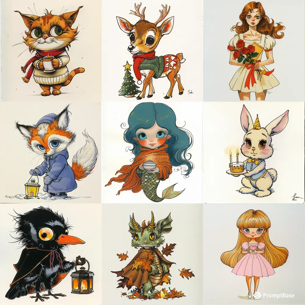 Storybook Watercolor Character Cliparts