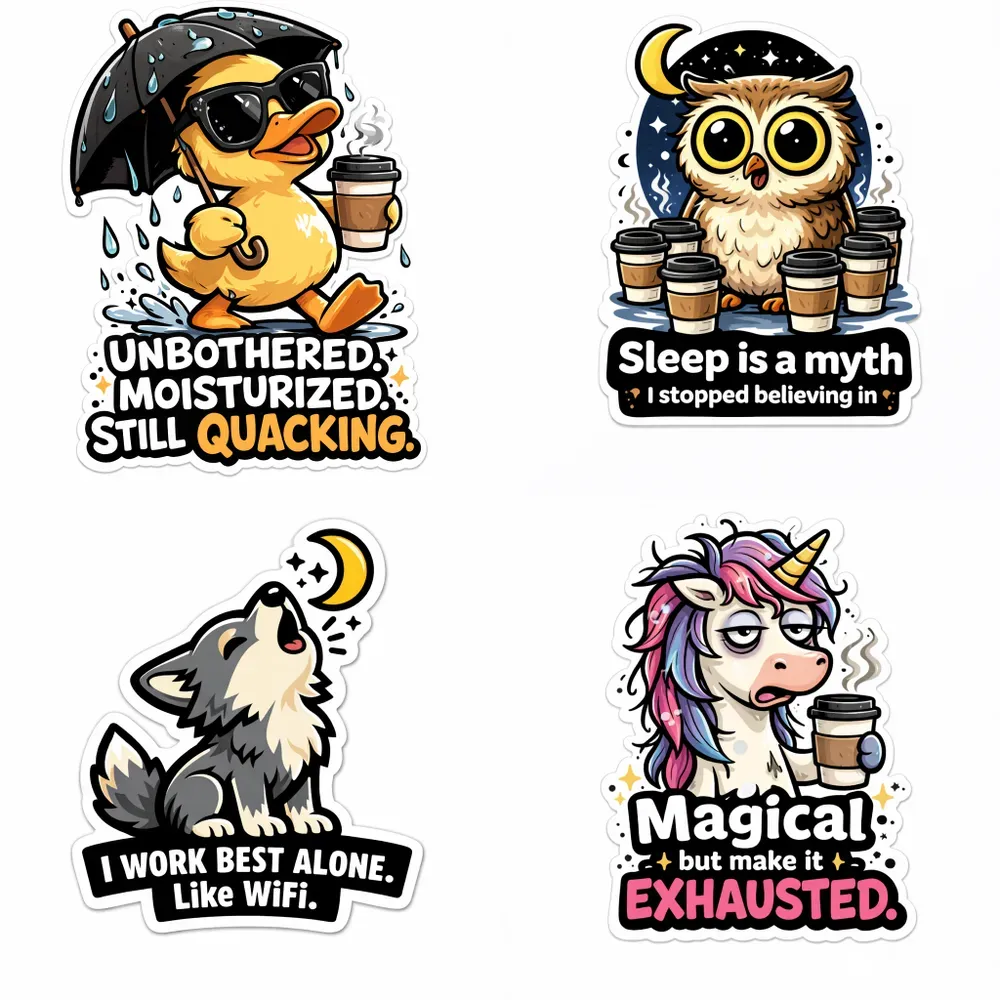 Cute Animal Dark Humor Quote Stickers