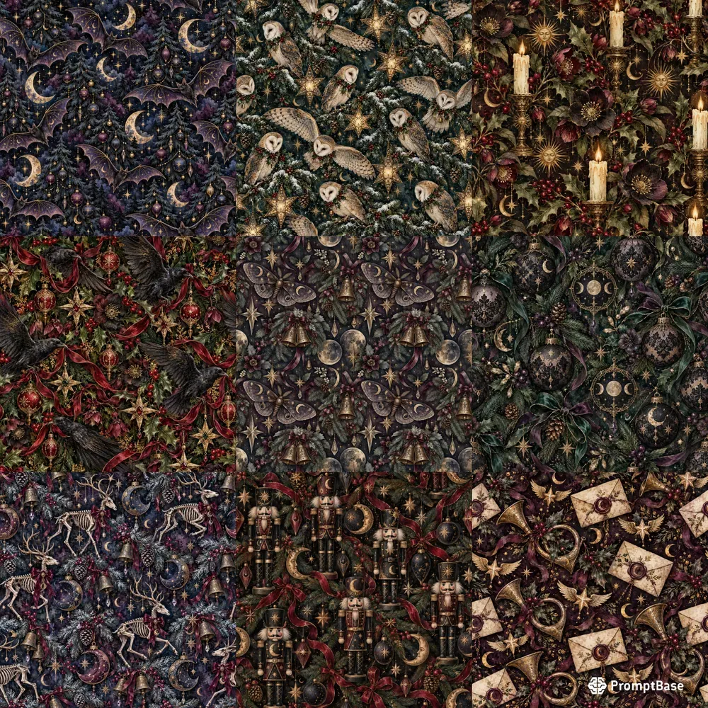 Gothic Christmas Seamless Backgrounds