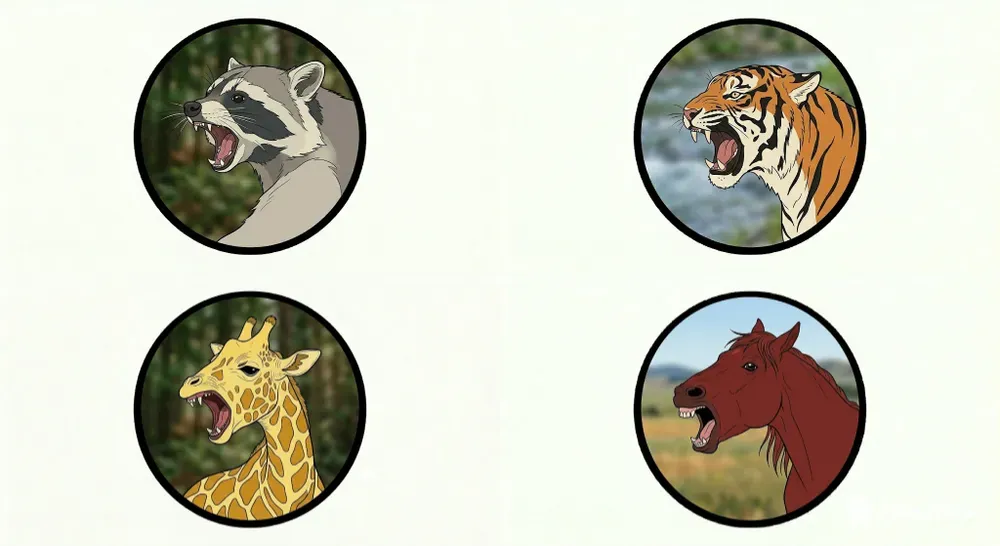 Colored Animal Faces With Backgrounds