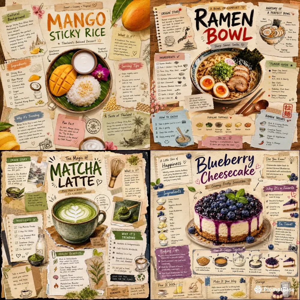 Handcrafted Recipe Scrapbook Infographics