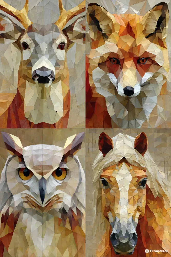 Geometric Origami Animal Portraits