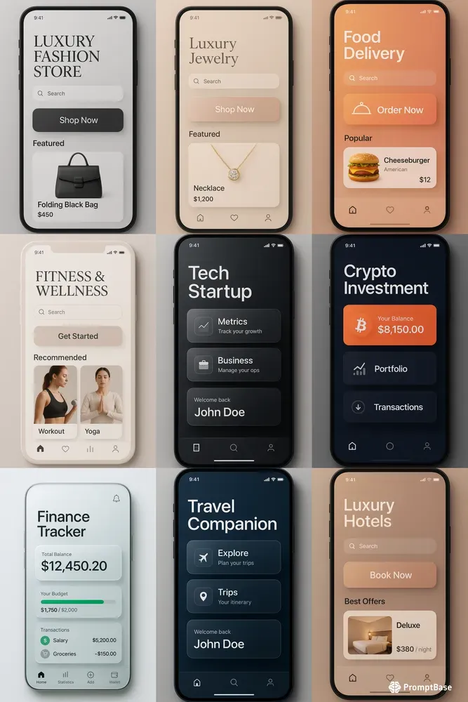 Luxury Contemporary App UI Designs