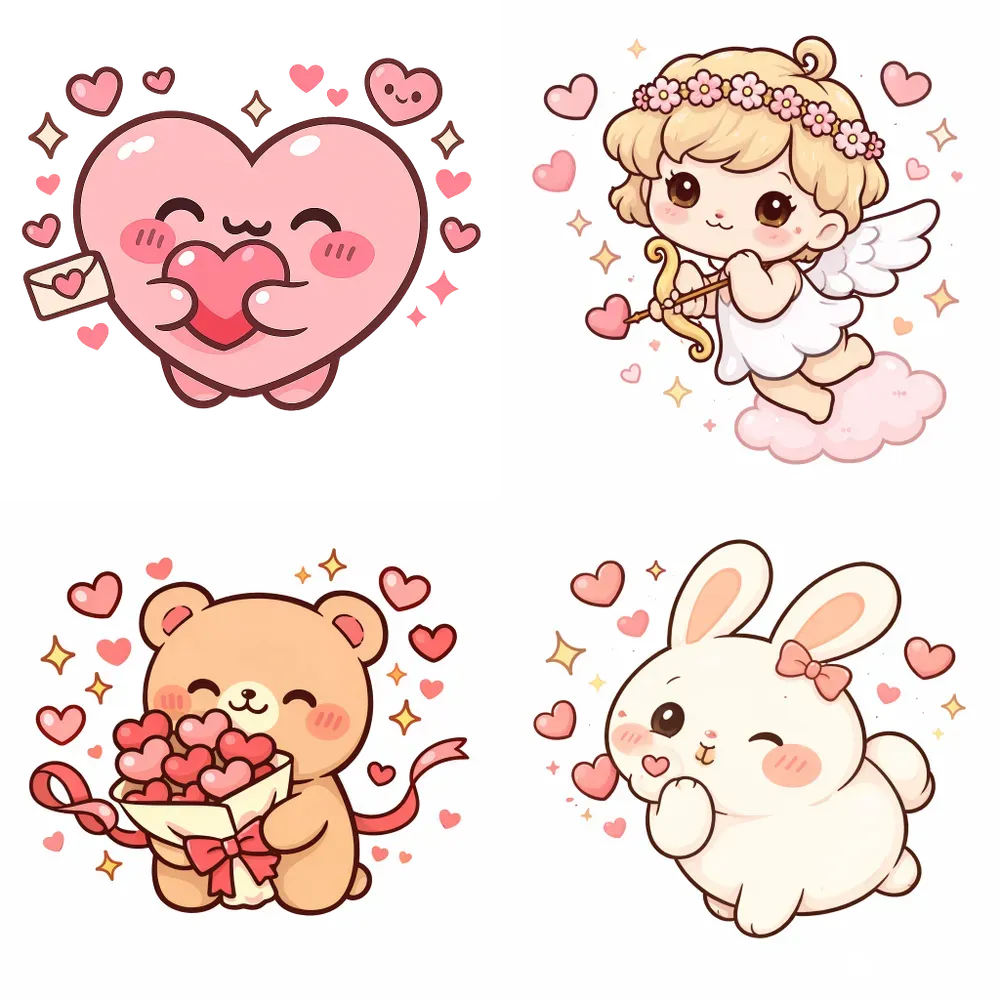 Cute Kawaii Valentine Doodles