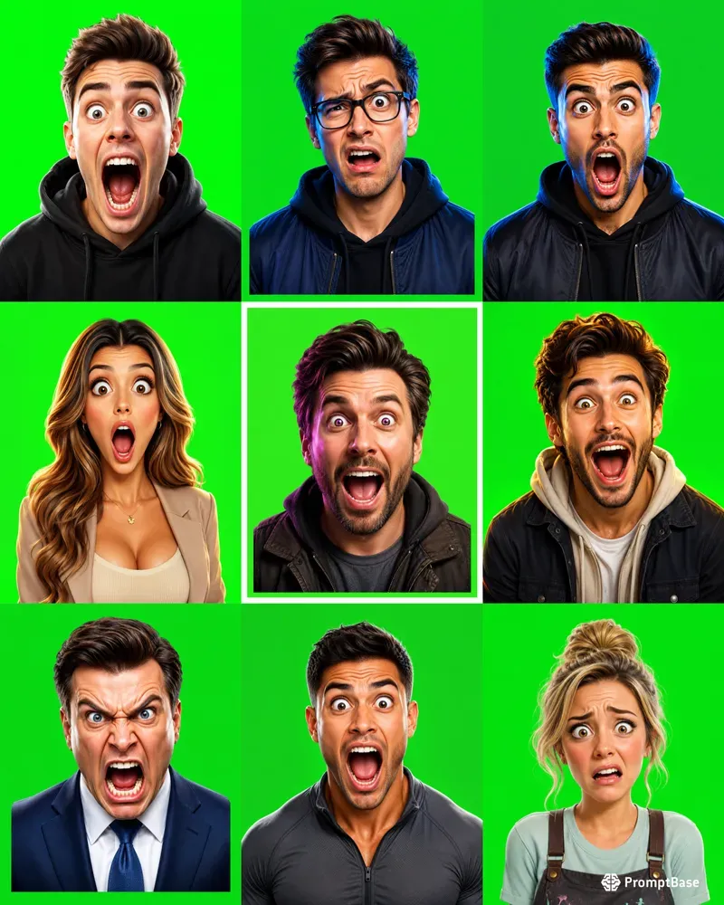 3D Clickbait Reaction Faces