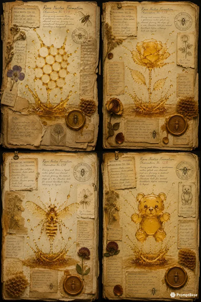 Honey Nectar Splash Junk Journal Pages