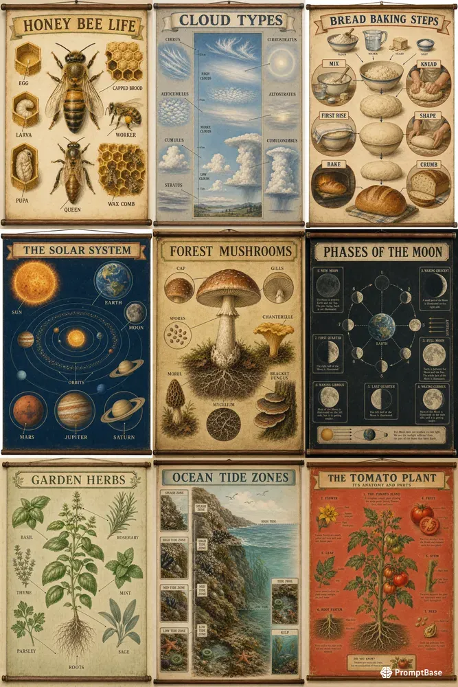 Vintage Classroom Chart Posters