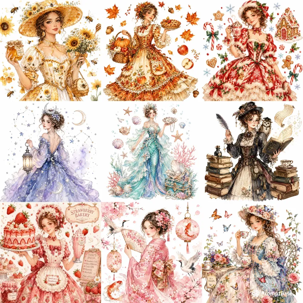 Vintage Watercolor Fashion Sets