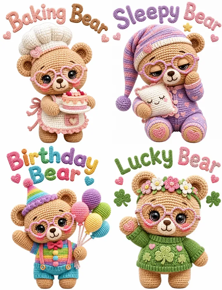 Kawaii Crochet Bear Character Generator