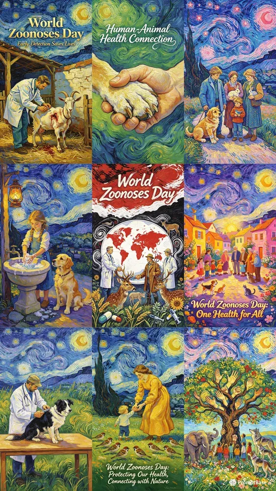 World Zoonoses Day Van Gogh Style Art