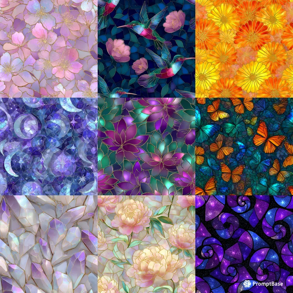 Stained Glass Seamless Patterns