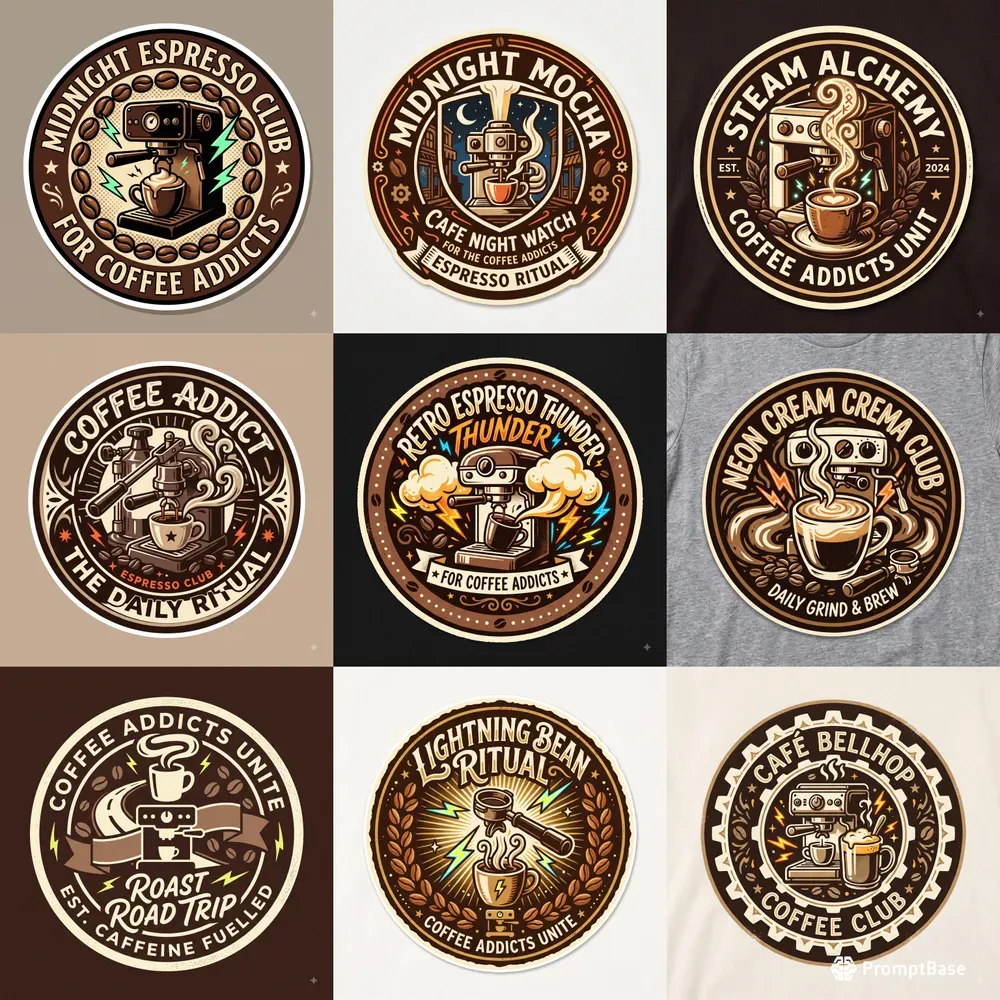 Coffee Addict T Shirt Badges