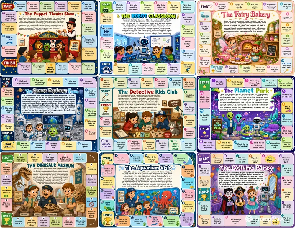 Kids Printable Reading Board Games