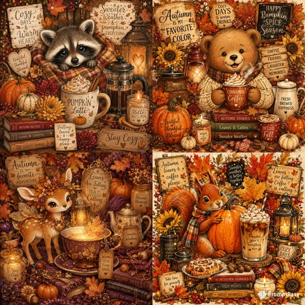 Cozy Autumn Coffee Collages