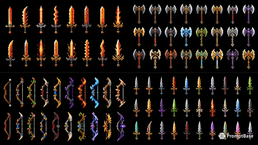 8bit RPG Weapon Sprite Sheet Generator