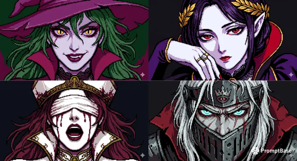 Gothic Retro Pixel Art Portraits