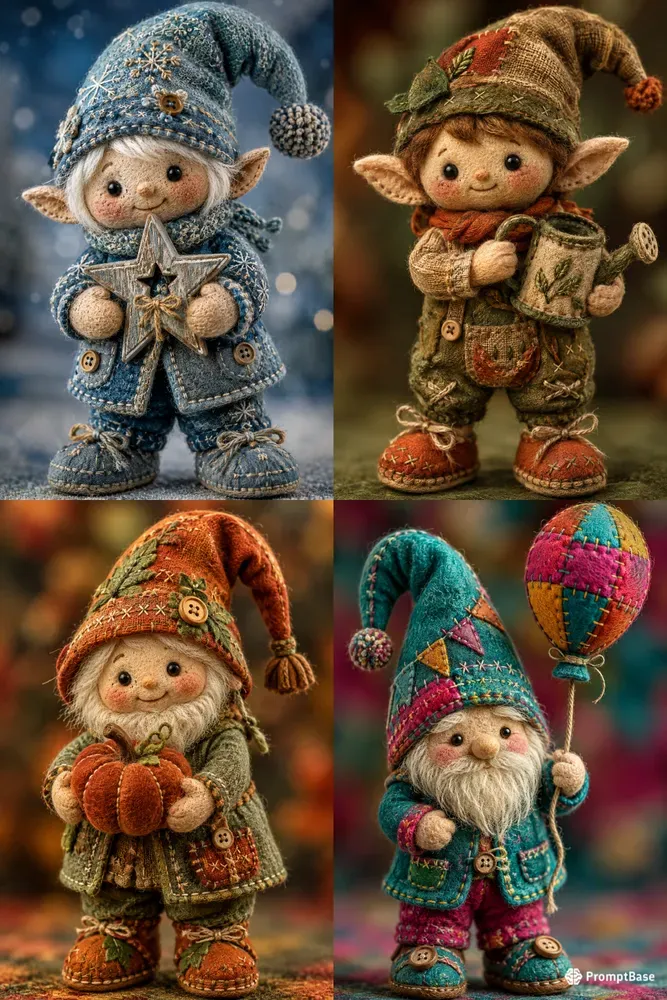 Whimsical Ragdoll Gnome Card Designs