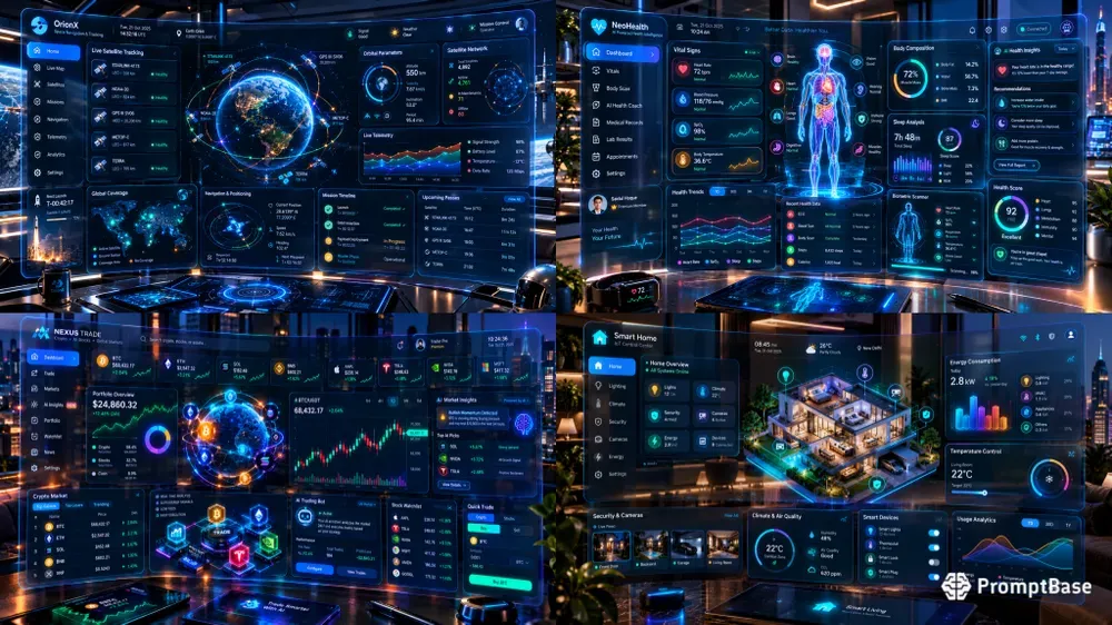 3D Spatial UI Futuristic Dashboards