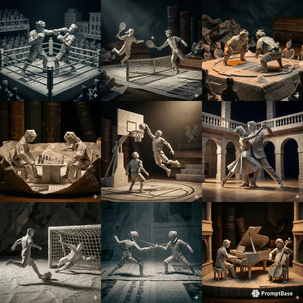 Realistic Papercraft Action Shots