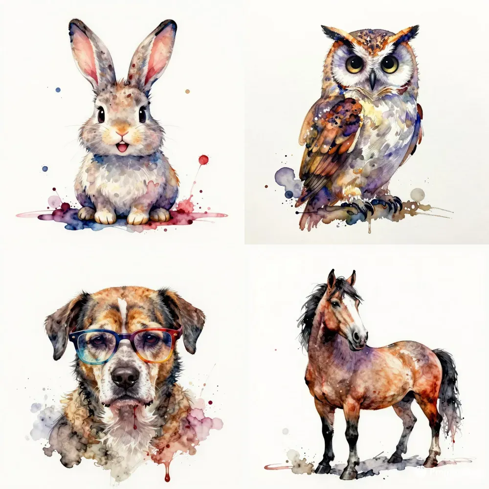 Alcohol Ink Animal Portrait Pngs