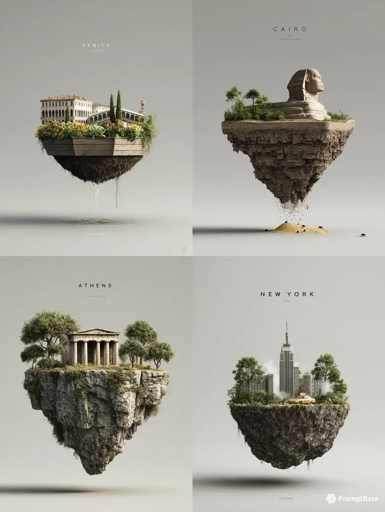 Surreal Floating Cities