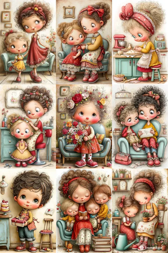 Retro Cartoon Mothers Day Posters