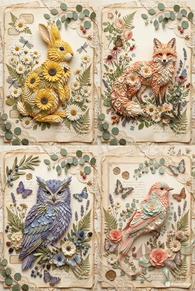 Floral 3D Animal Characters