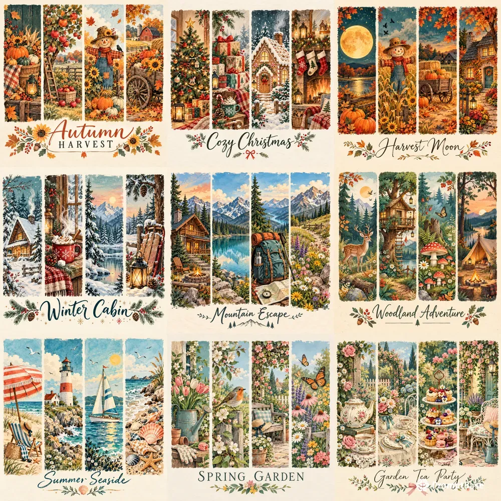 Whimsical Seasonal Panel Posters