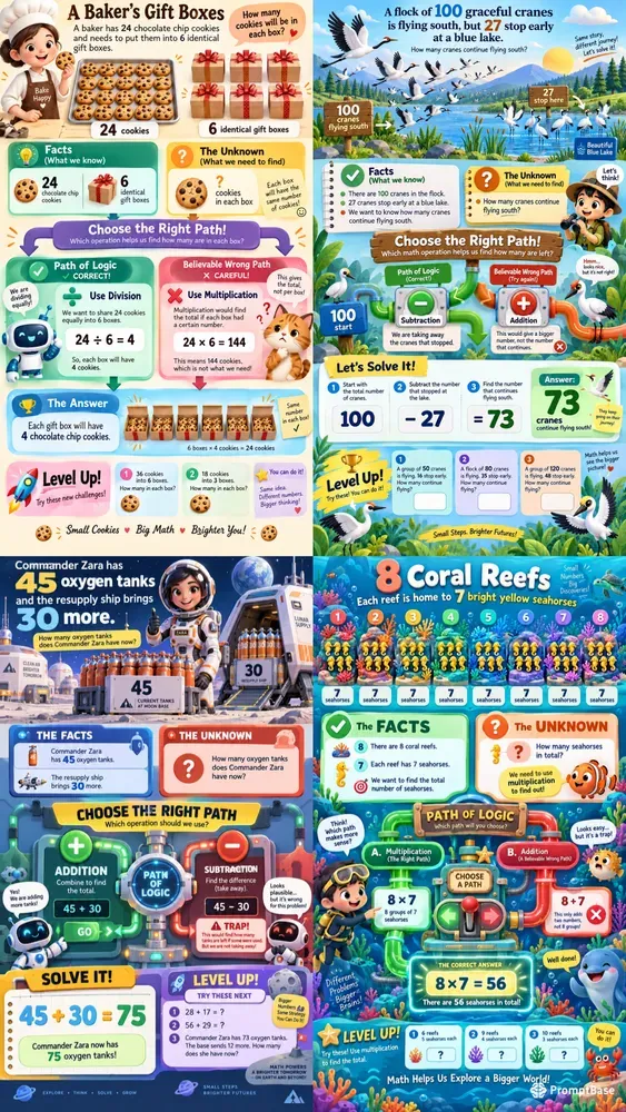 Vibrant Vertical Math Logic Poster Kids