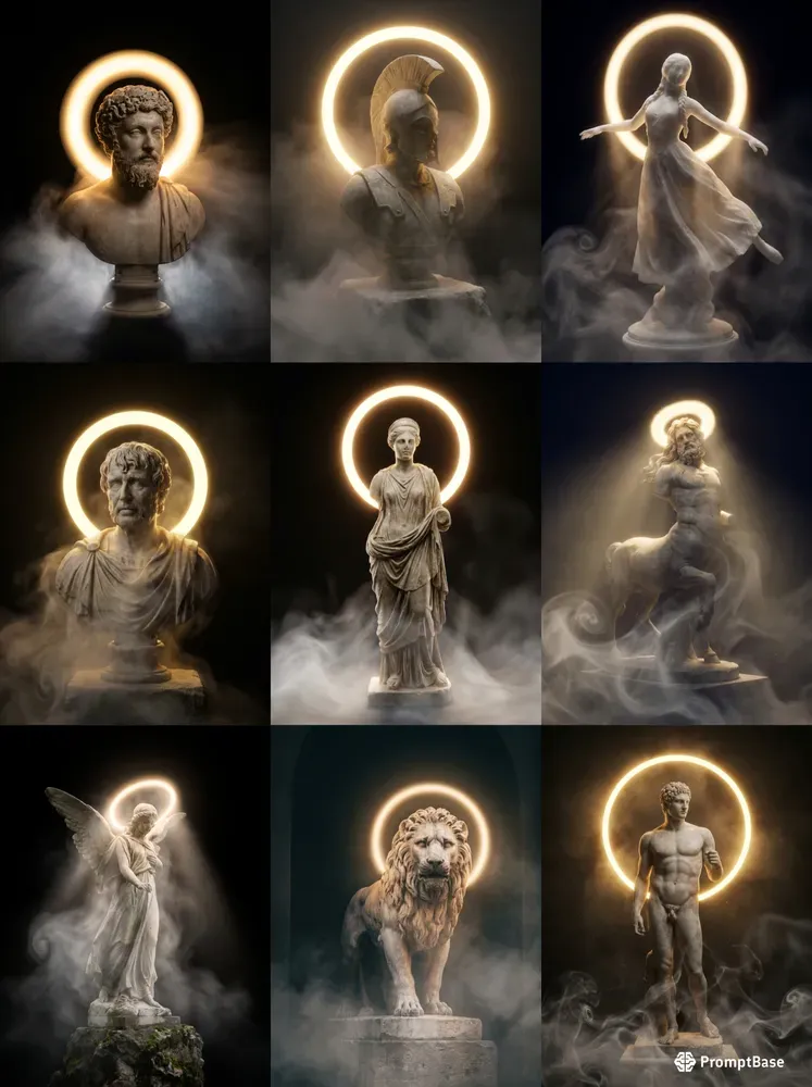 Ethereal Marble Halo Statues