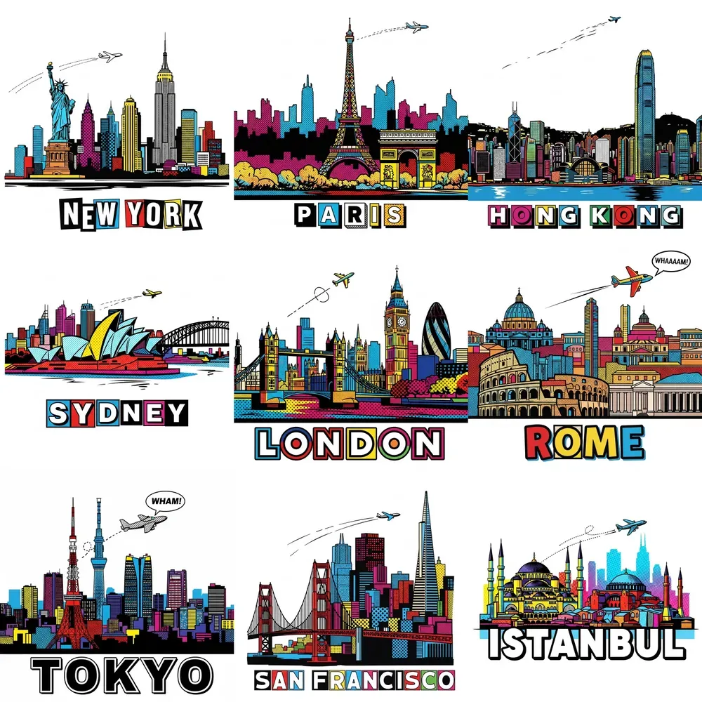 Retro Popart City Skyline Posters