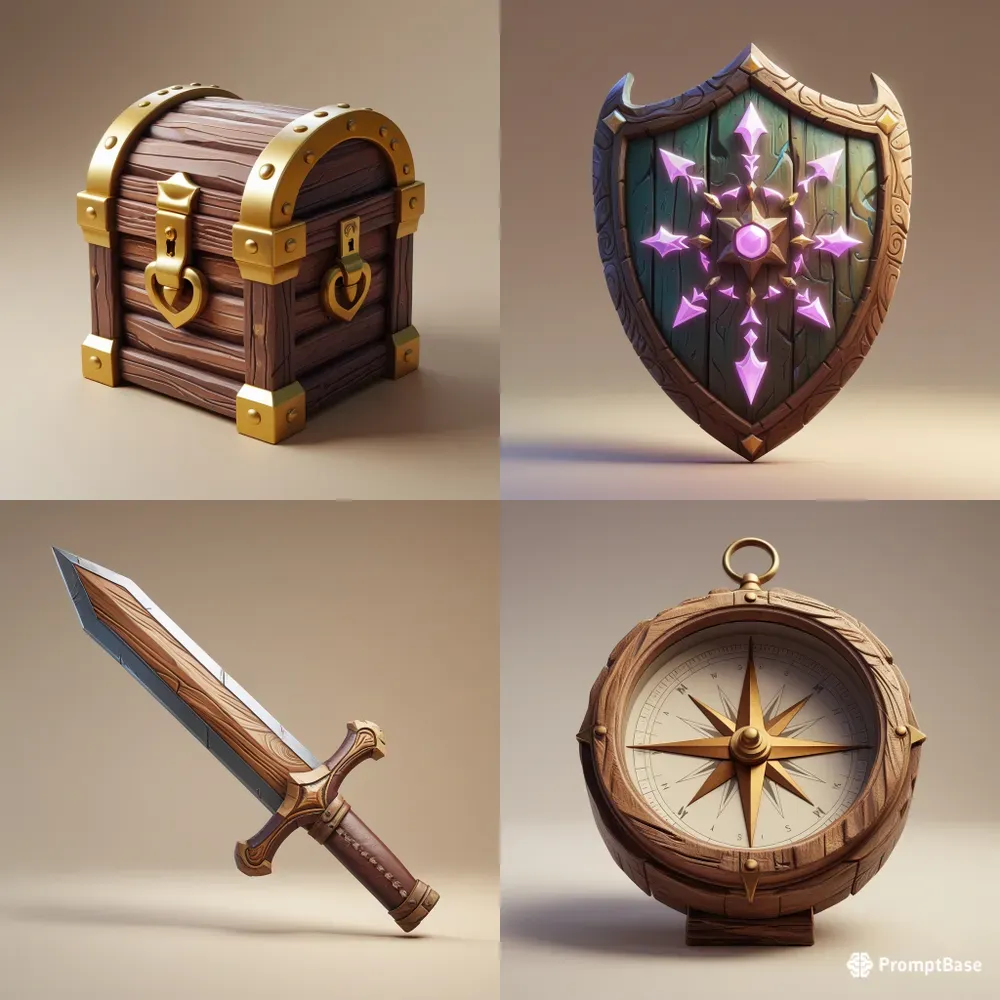 Stylized 3D Wooden Game Assets