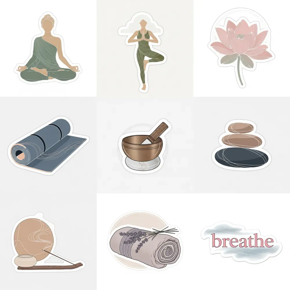 Serene Yoga Mindfulness Stickers