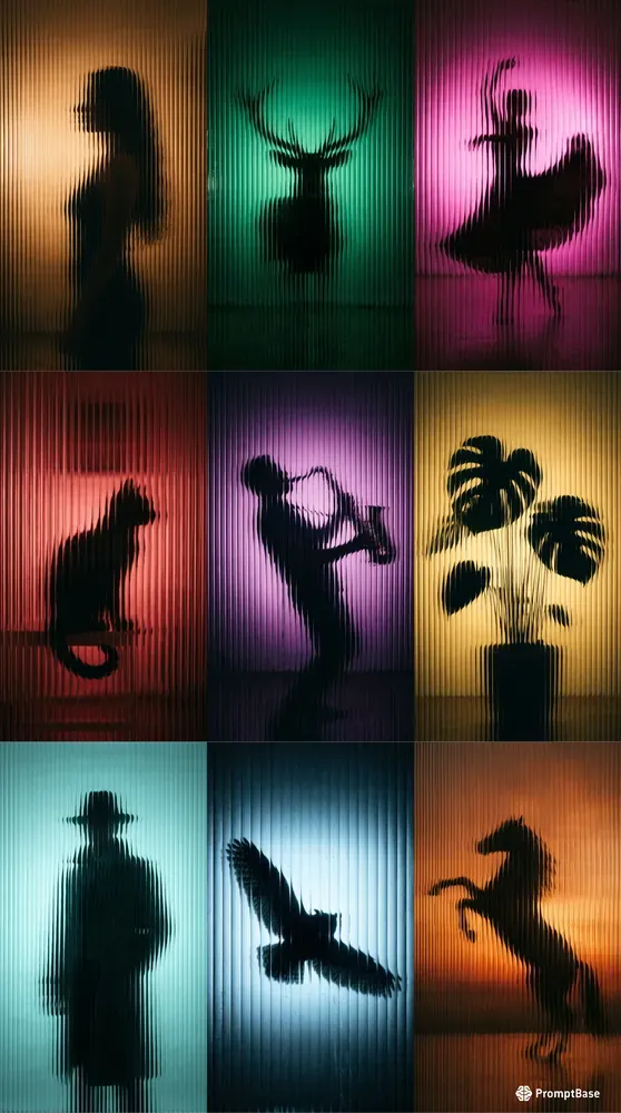Glowing Fluted Glass Silhouettes