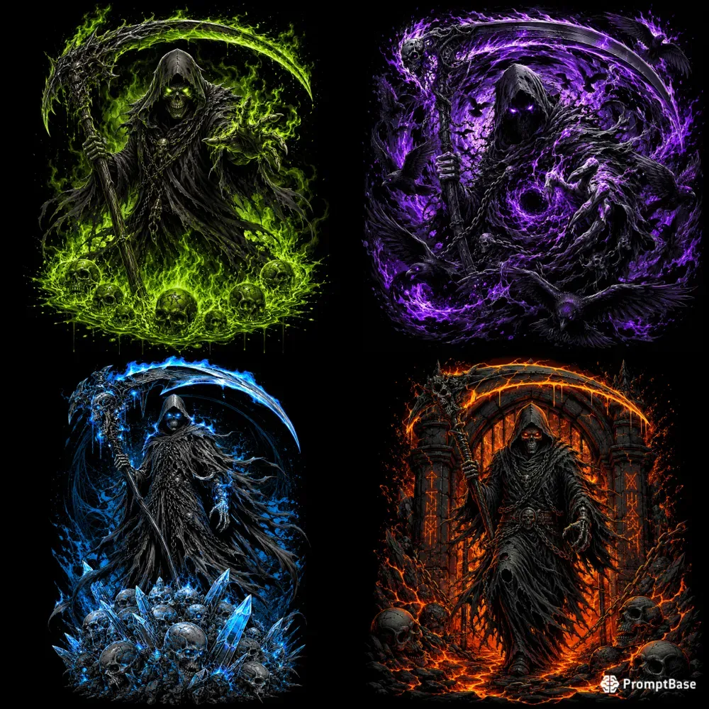 Neon Grim Reaper Tshirt Design Collections