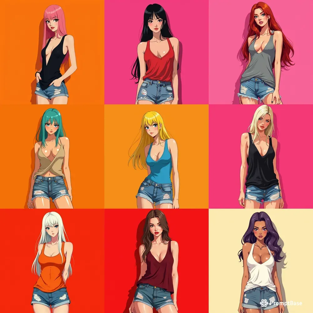 Stylish Anime Girls Cartoon Beauty Girls