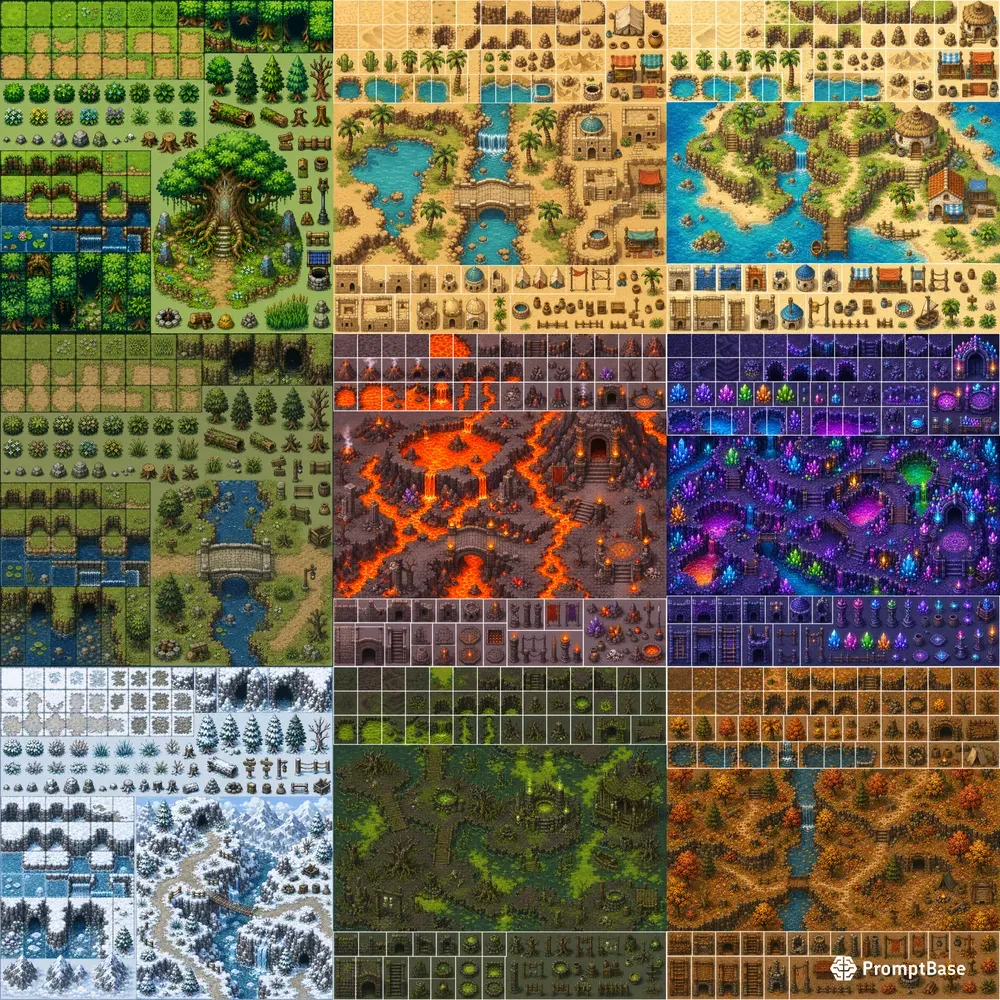 16 Bit RPG Overworld Tilesets With Studios
