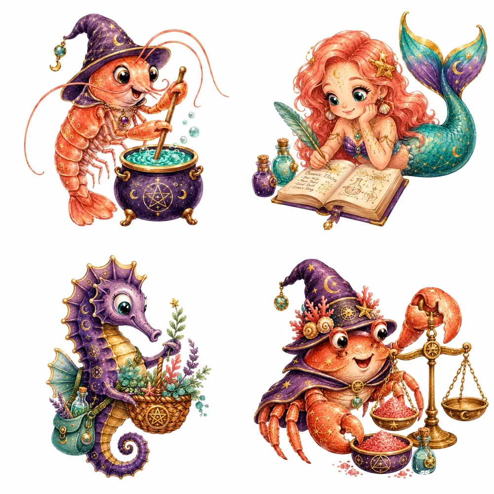 Underwater Alchemy Watercolor Cliparts