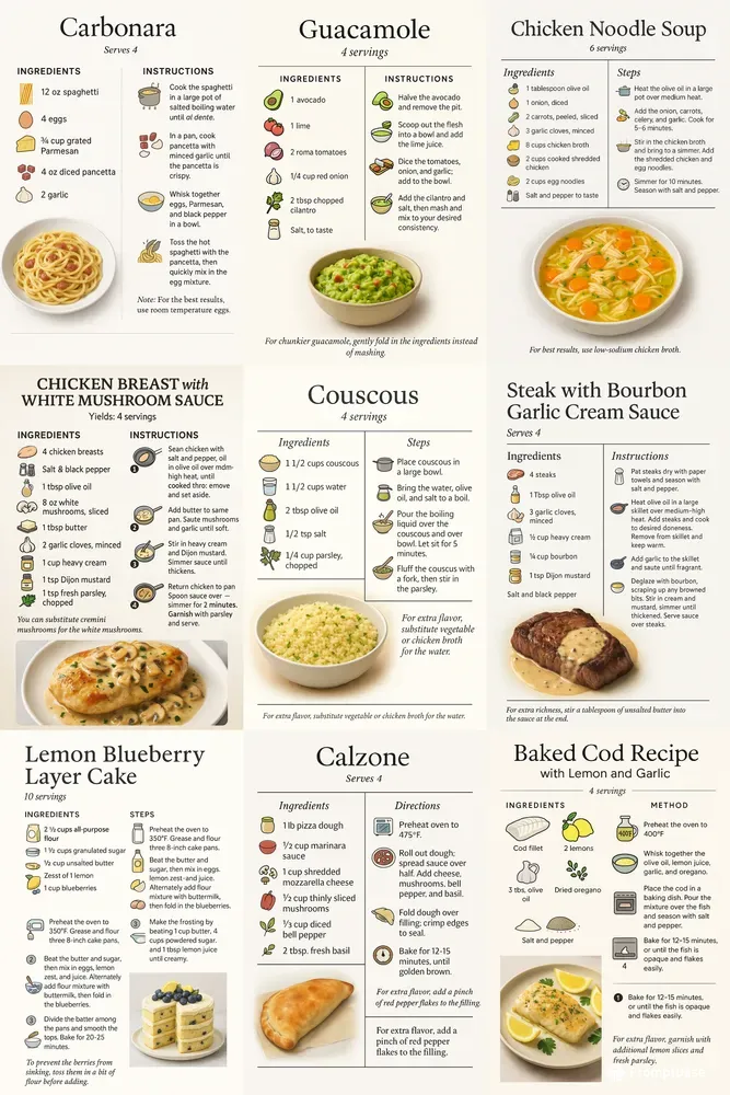 Cooking Recipe Cards
