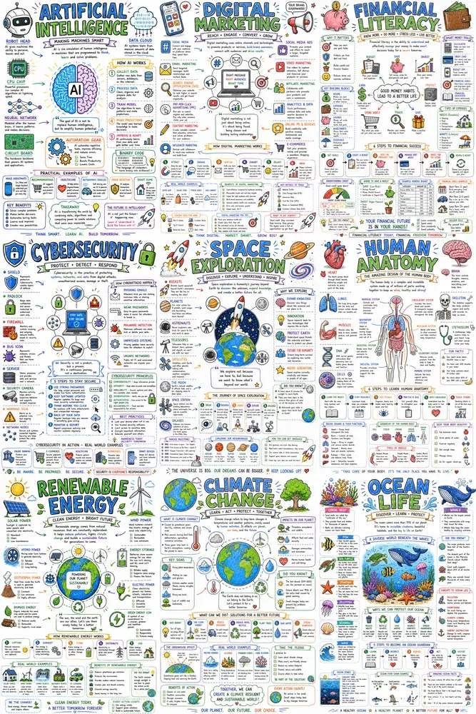 Cute Whiteboard Learning Posters
